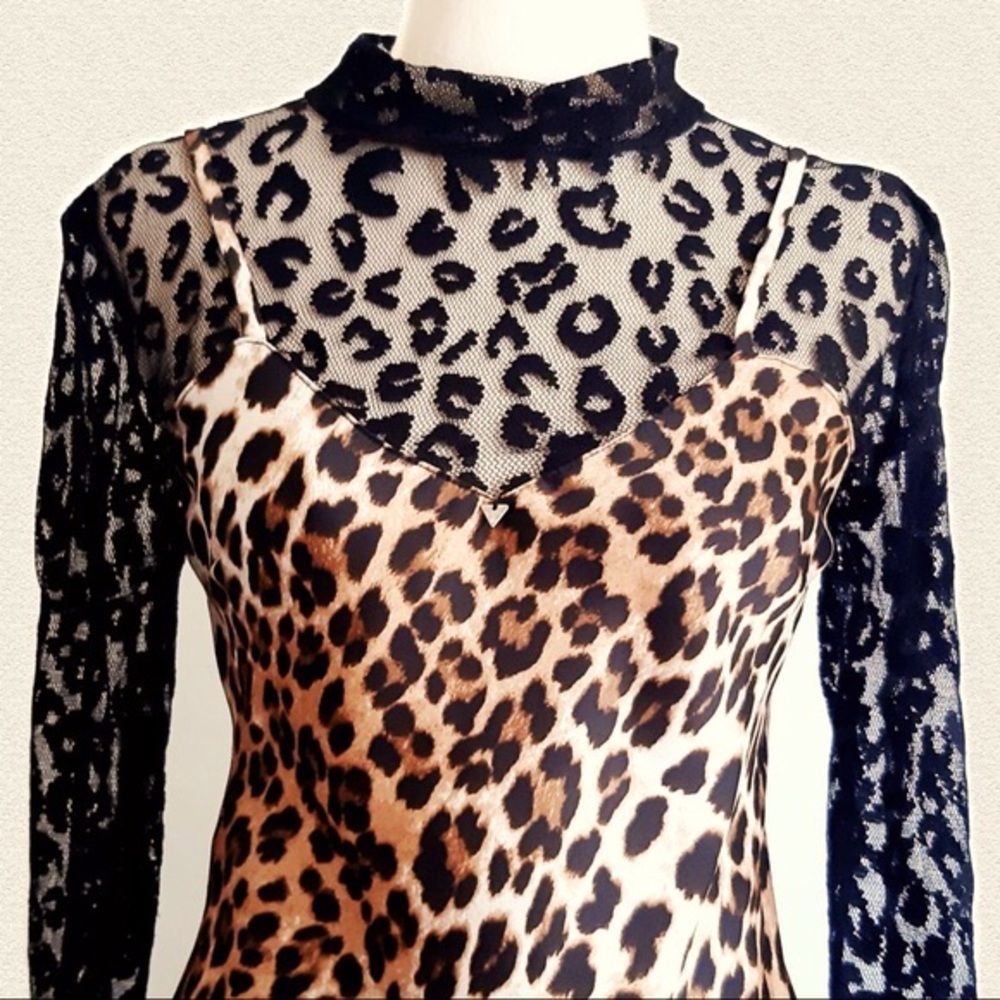Reduced 20%Off‼️Guess Leopard Print & Black Dress Size M - Picture 4 of 8